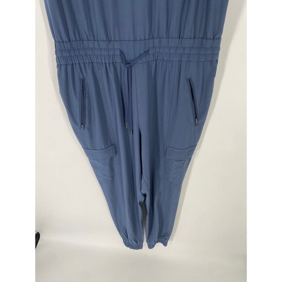 ATHLETA IRON BLUE UNBOUND JUMPSUIT ROMPER MEDIUM ZIP POCKETS - Picture 4 of 6